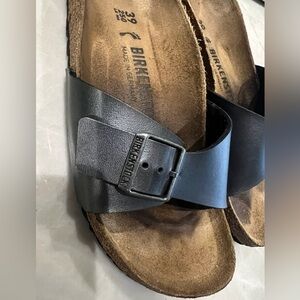 Birkenstock charcoal Leather Slip-On Sandals